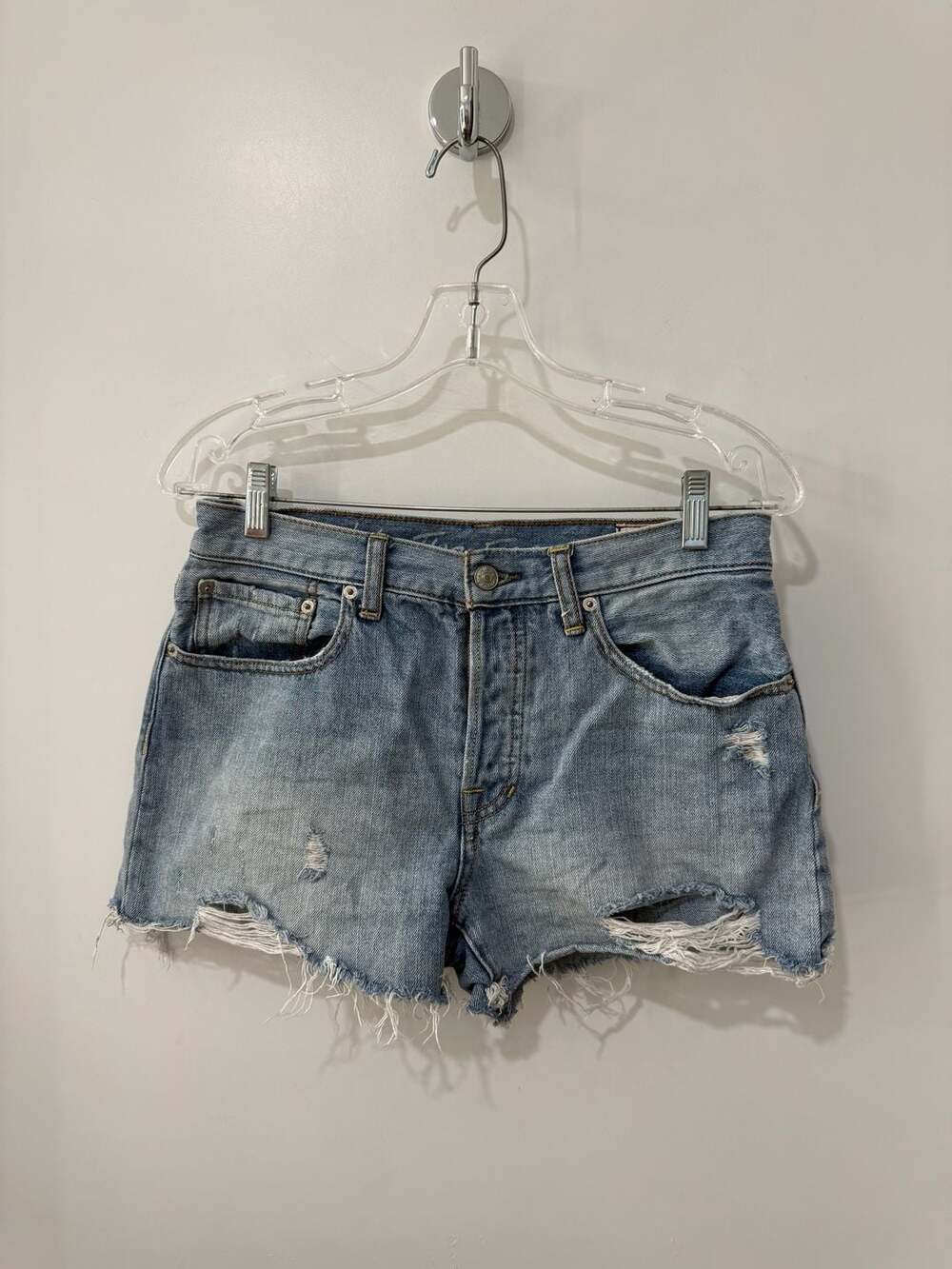 Free People Sofia Short Waves Denim Distressed...